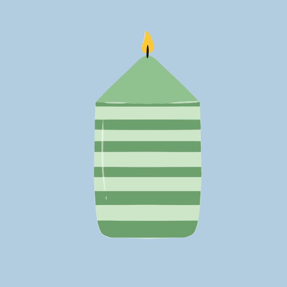 a green candle light and stripe motif vector