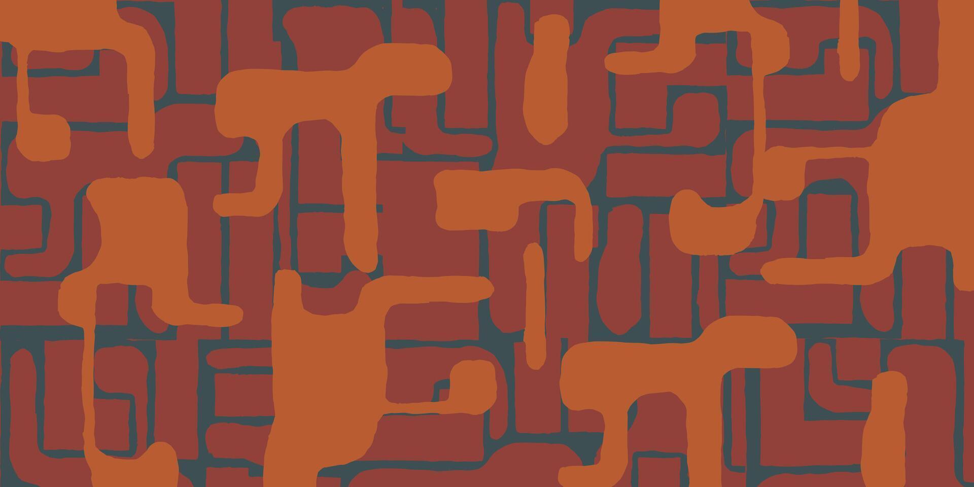 Hand drawn brush line abstract Japanese inspired pattern, tribal and ethnic folk paint, wood carving, block print texture surface background, simple graphic for textile, carpet, stationary vector