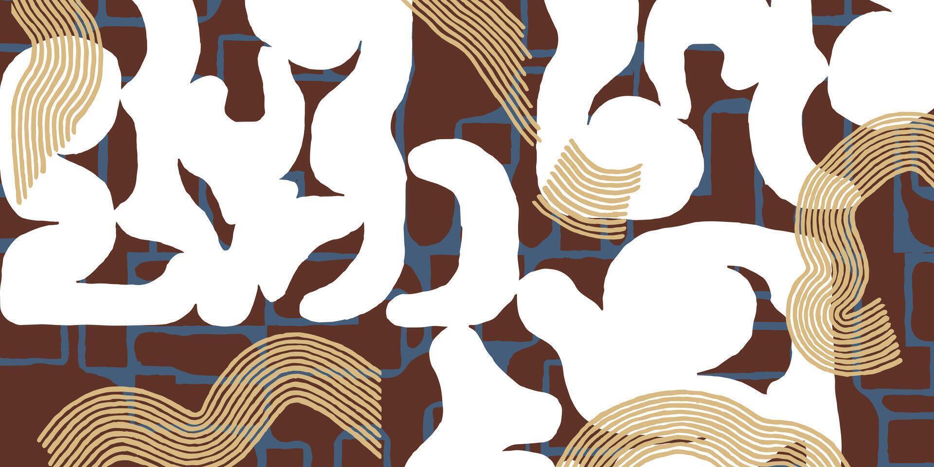 Japanese style hand drawn shapes and lines graphic element abstract pattern, tribal and ethnic folk, wood carving, block print texture surface, simple graphic for textile, decoration, vector