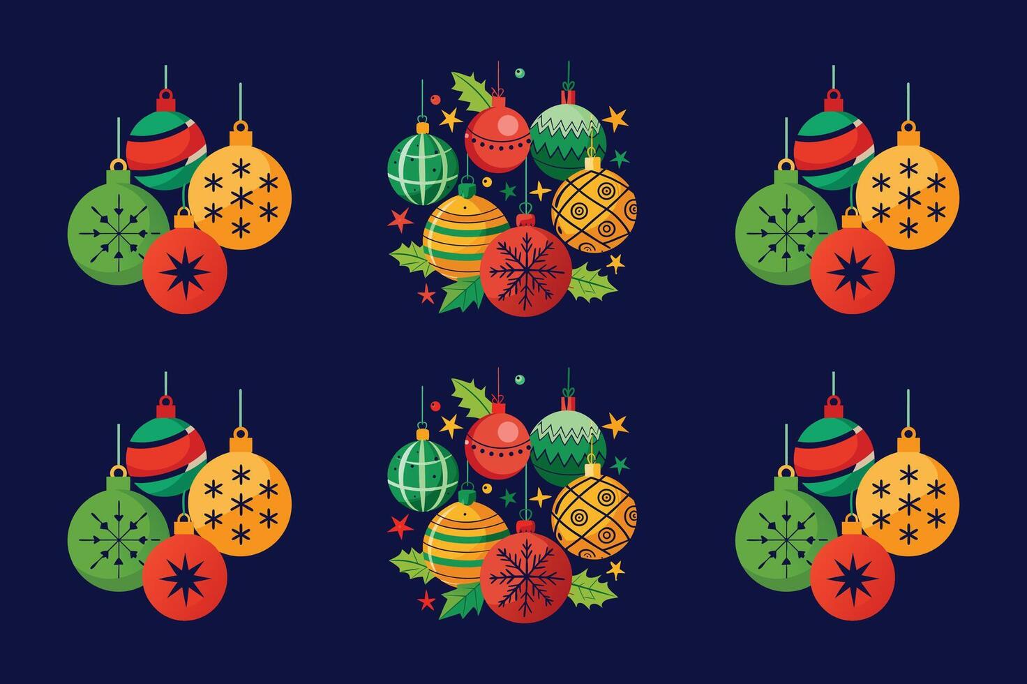 Christmas ornaments silhouette vector