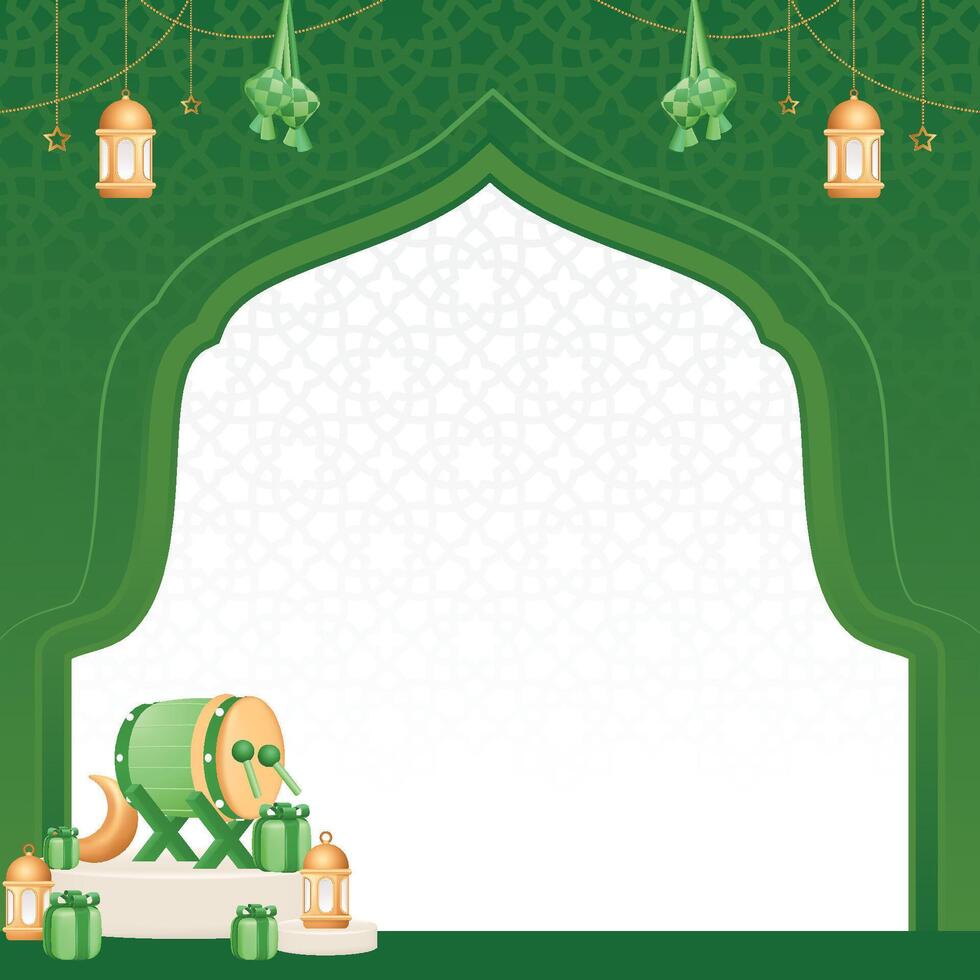Islamic Background banner green template vector