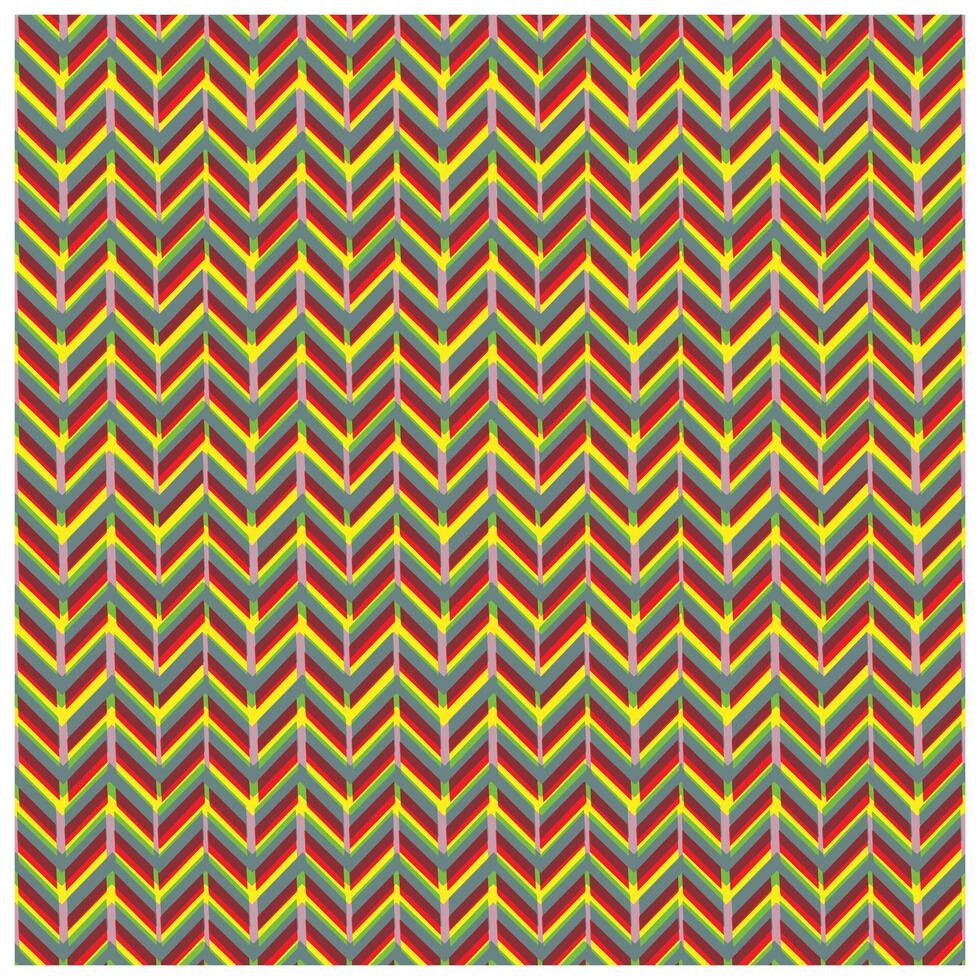 A vibrant pattern of chevron stripes in red, yellow, green, and gray, arranged in a repetitive and dynamic design. vector