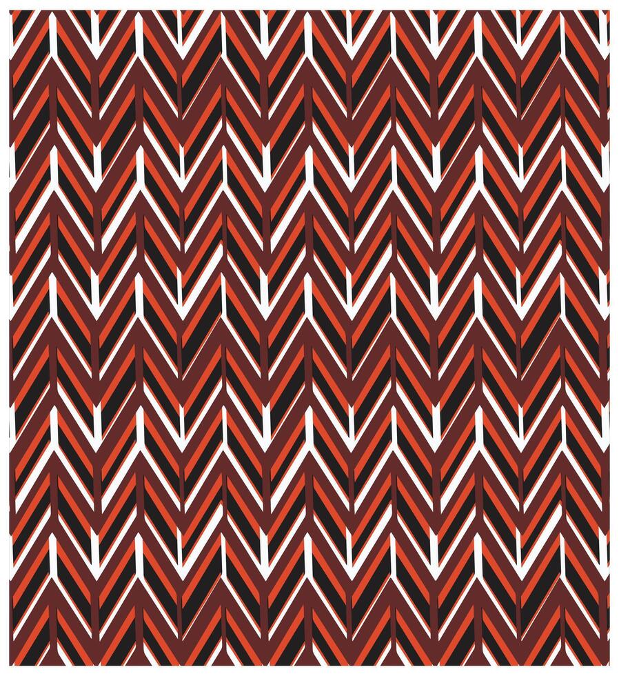 A repeating chevron pattern in deep red, orange, black, and white, creating a bold geometric design. vector