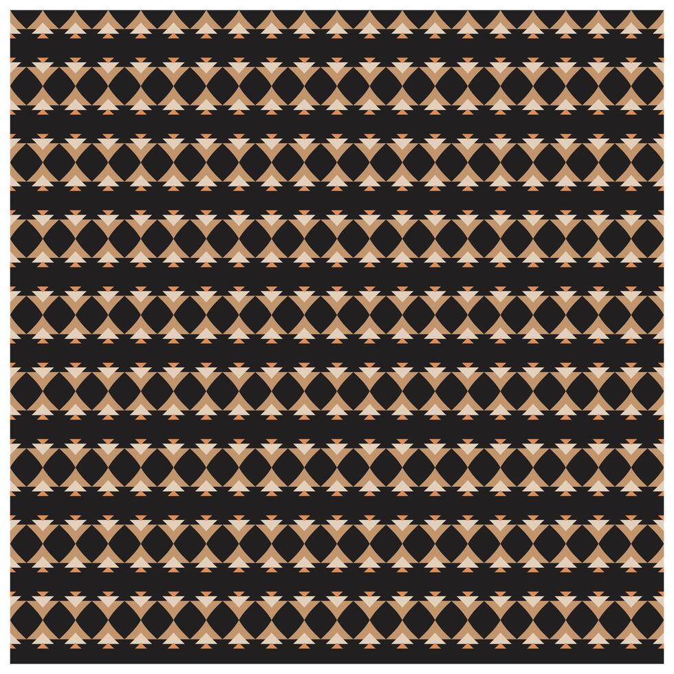 A repeating geometric pattern of beige triangles and diamonds on a black background, creating a balanced, modern design. , it could be used as a wallpaper, fabric design, pillow, bag vector