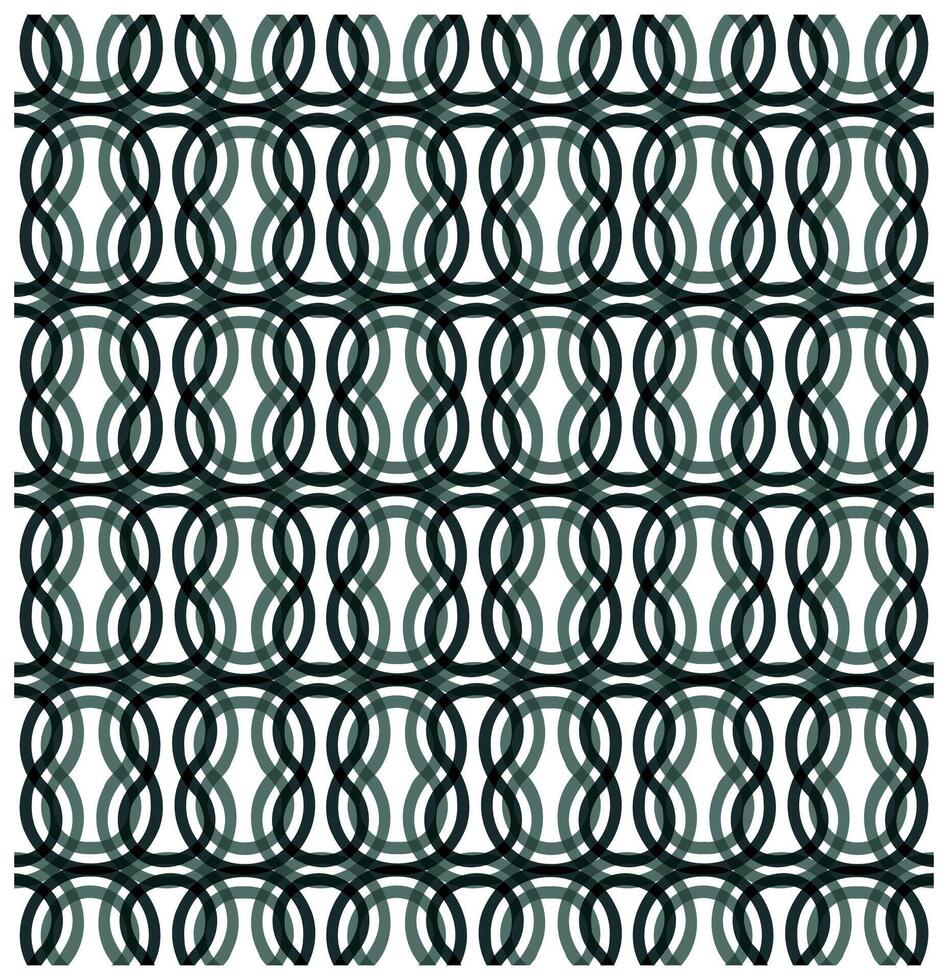 A geometric pattern featuring intertwined loops in black and teal, arranged in a grid on a light background. vector
