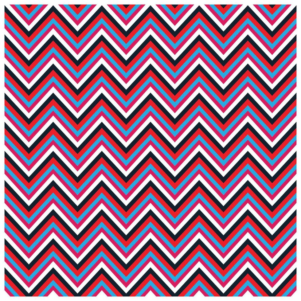 Colorful zigzag pattern featuring vibrant red, blue, white, and black lines creating a dynamic visual effect. vector