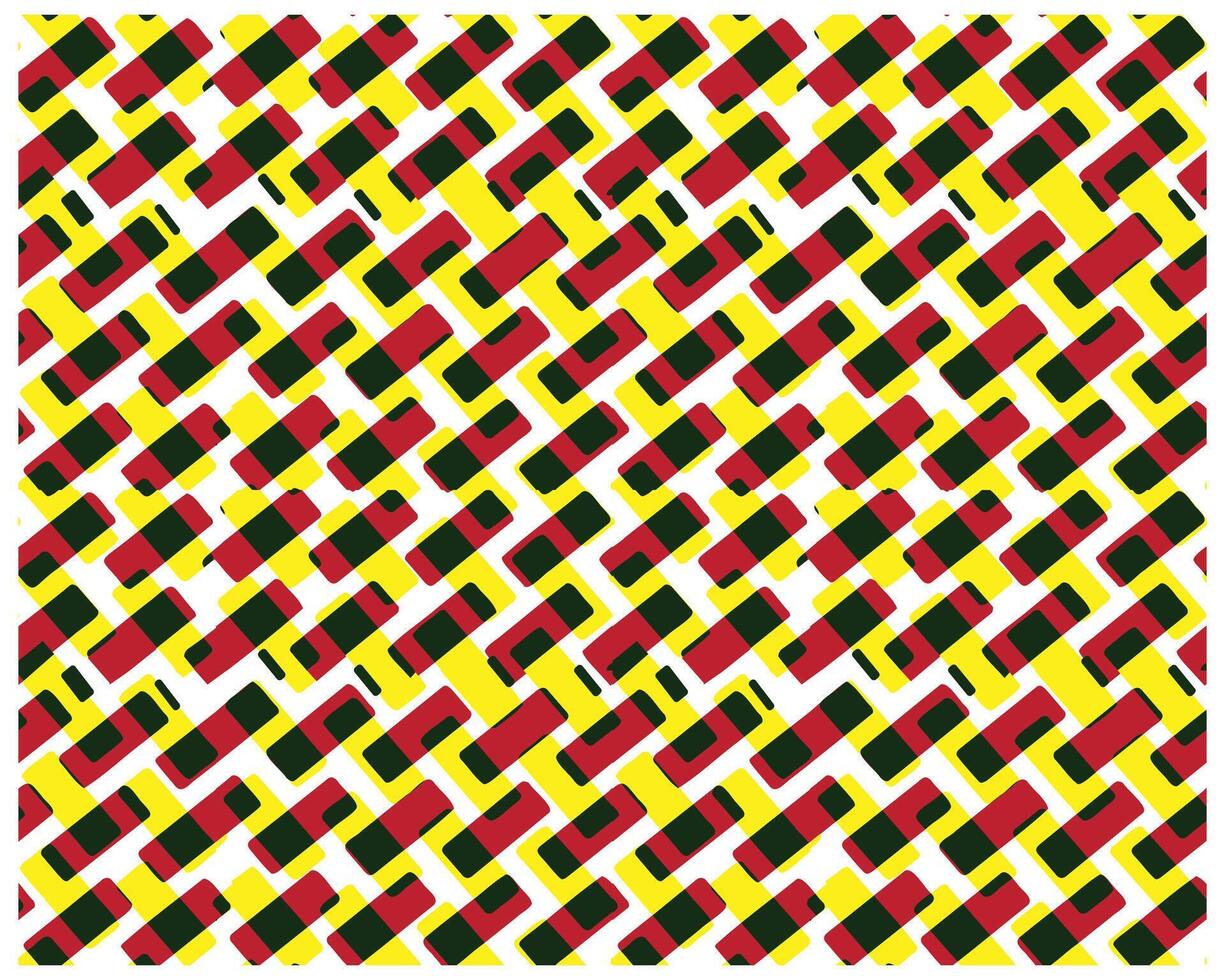 Colorful geometric pattern featuring overlapping red, green, yellow, and black shapes on a white background, it could be used as a wallpaper, fabric design, pillow, bag vector