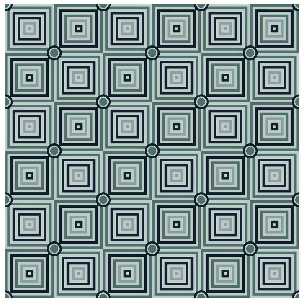 A repeating geometric pattern of concentric squares in shades of blue, gray, and black, interspersed with circular motifs. vector