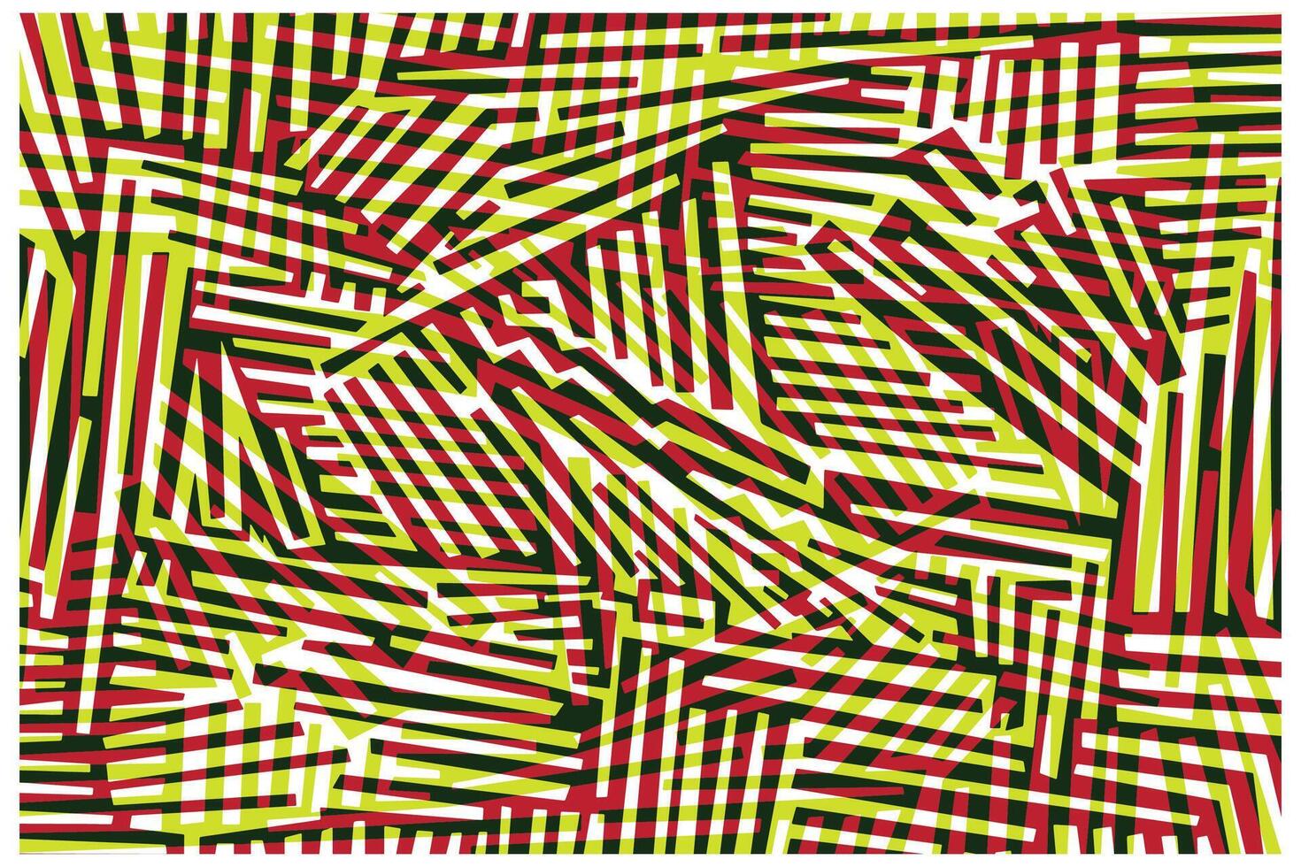 A vibrant abstract pattern featuring intersecting lines in red, green, yellow, and white, creating a dynamic visual texture. vector