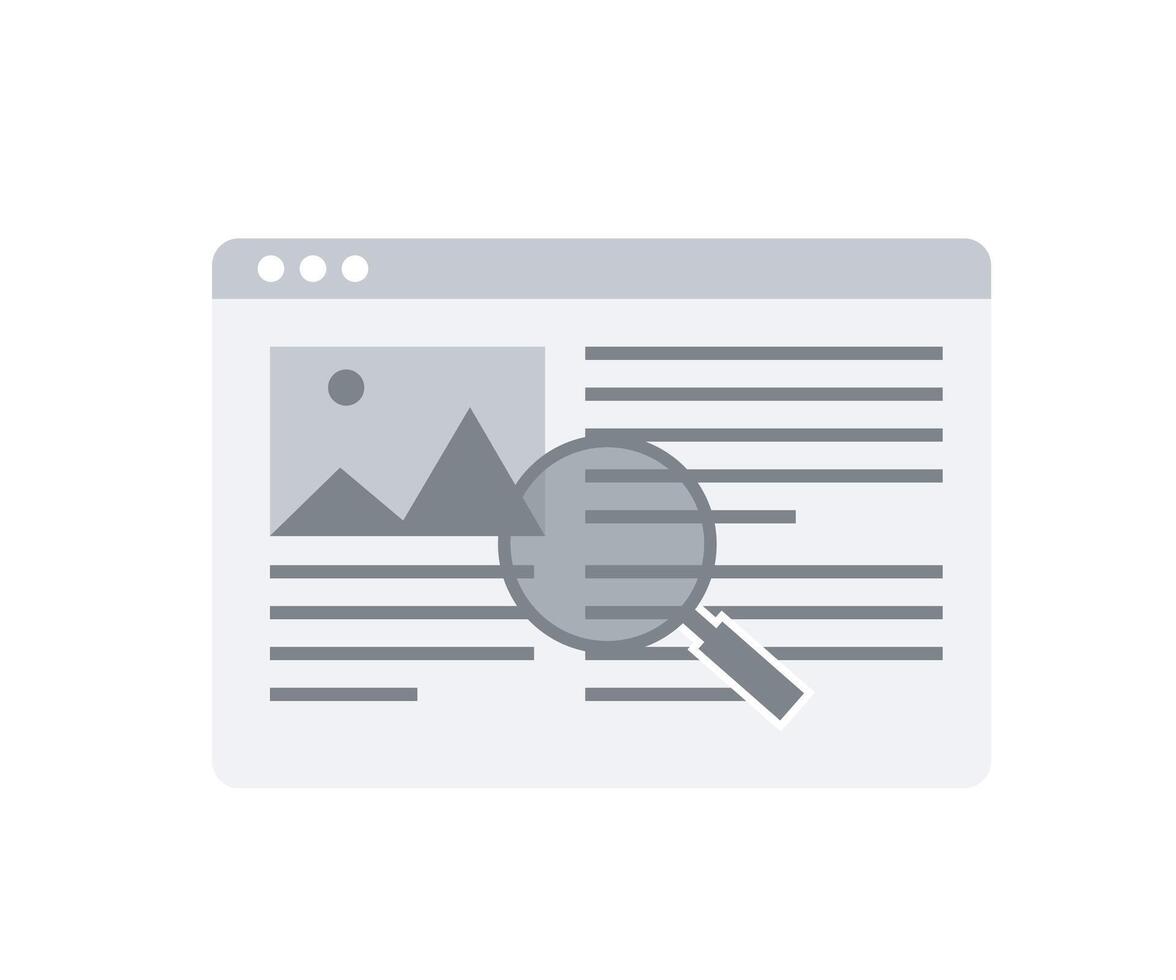 Website page online searching with magnifying glass concept vector