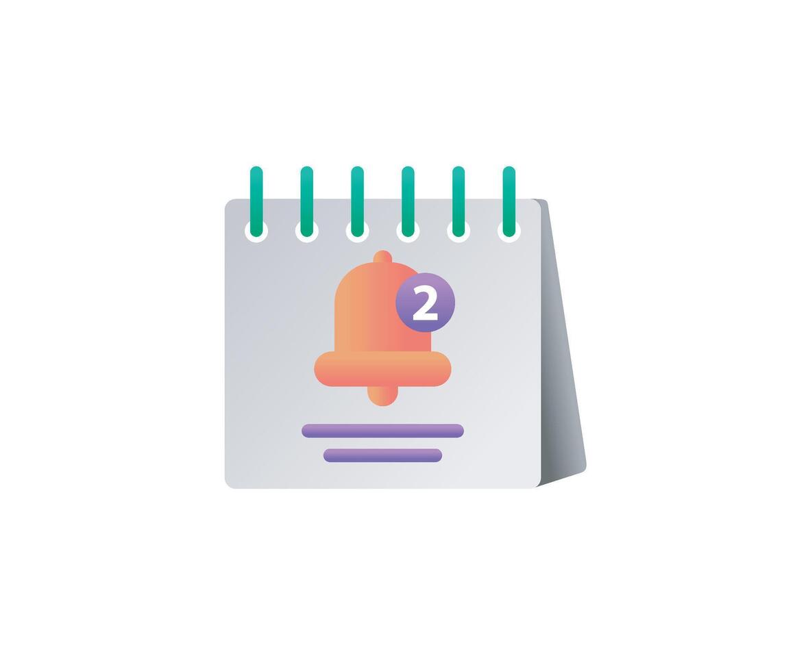 Bell notification on calendar plan of flat style vector