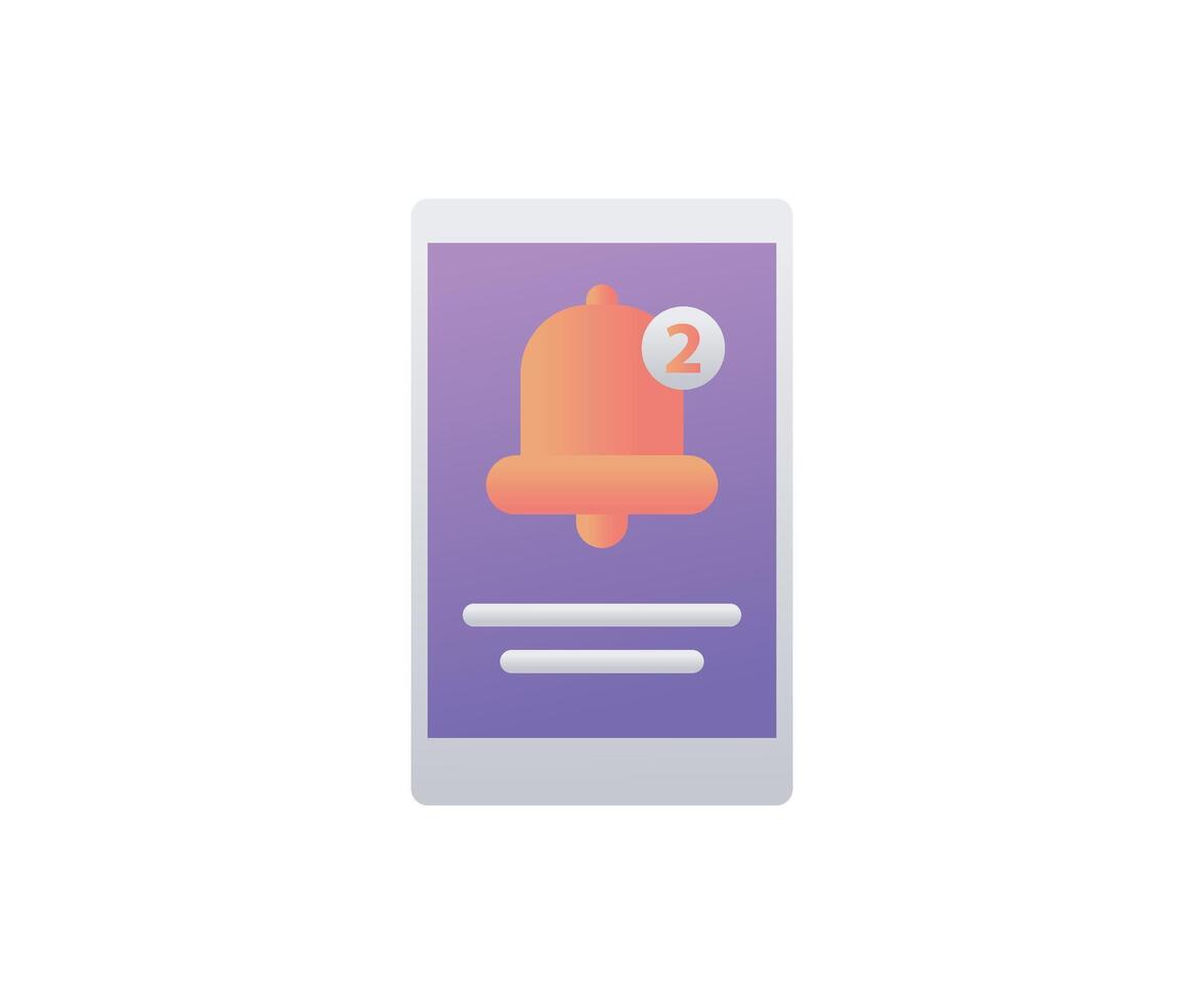 Bell notification on phone of flat style vector