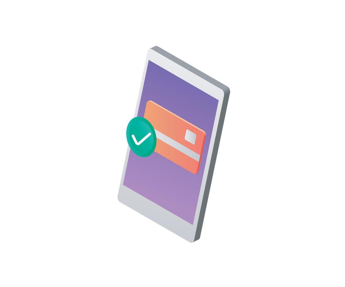Digital payment app on mobile concept isometric style vector