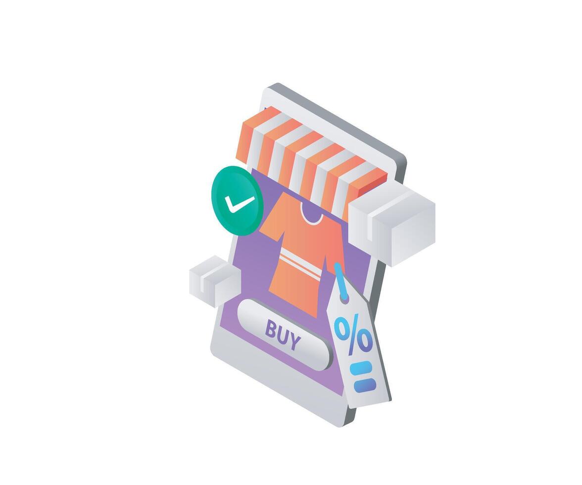Online shop app on mobile concept of flat style vector