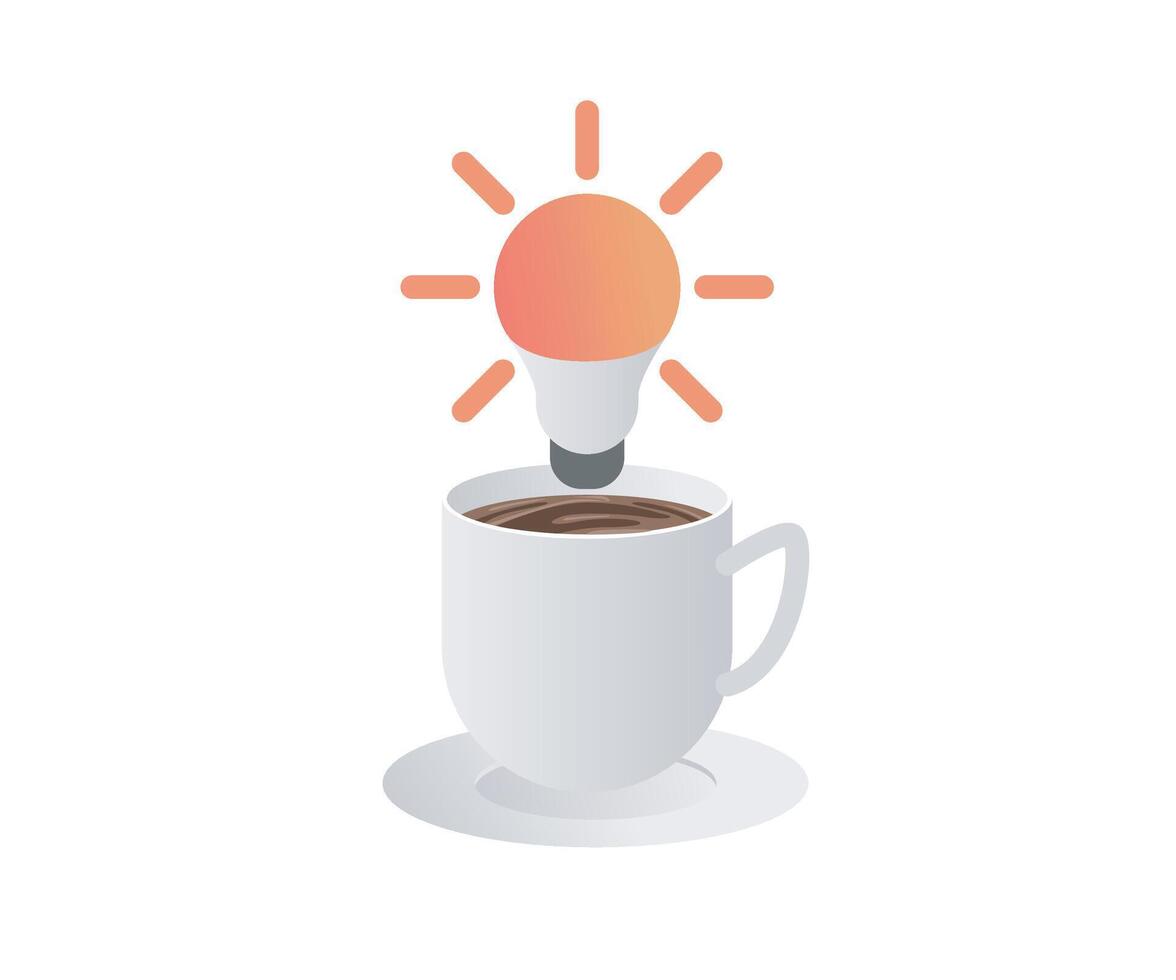 Idea light bulb on a glass coffee of flat style vector