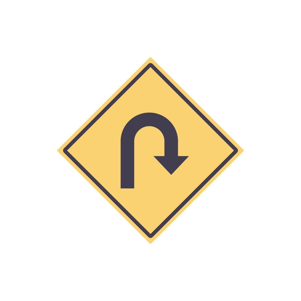 A yellow sign with a black arrow pointing to the left vector