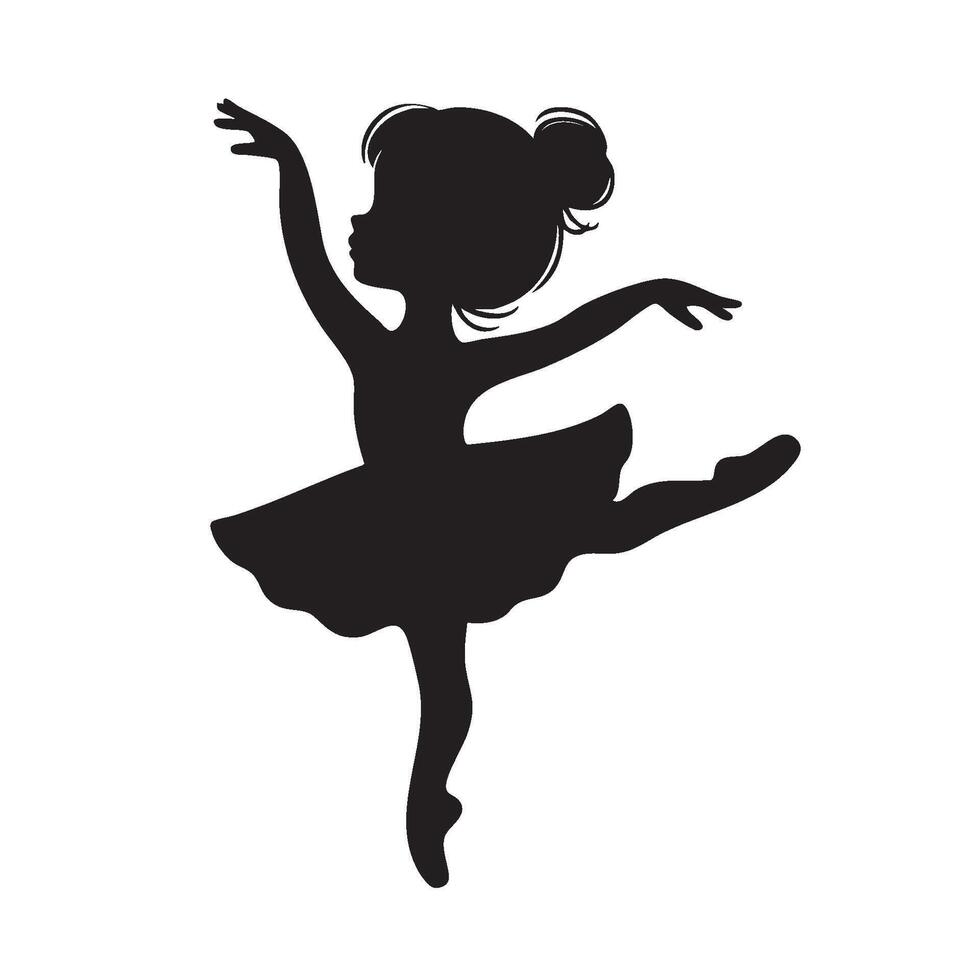 silhouette of a little girl ballerina vector