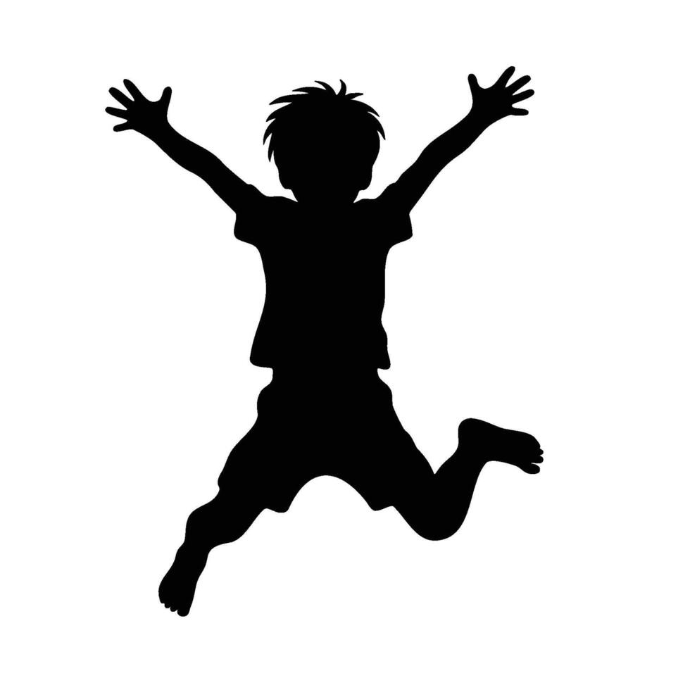 Silhouette of a boy jumping vector