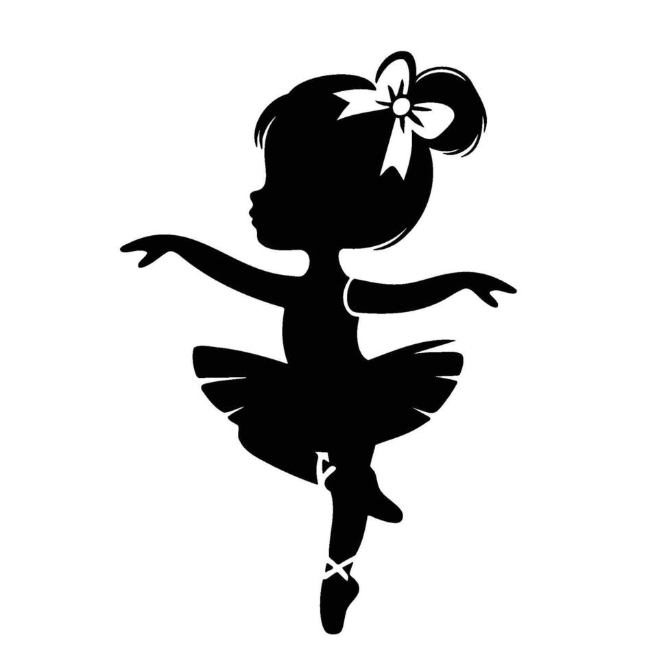 silhouette of a little ballerina with a bow vector