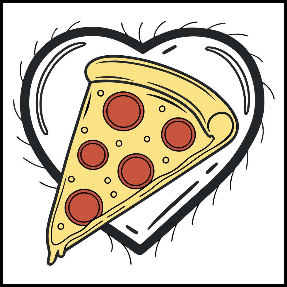 Pizza Slice Heart T-Shirt Design - Funny Food Lover Graphic Tee for Pizza Fans vector
