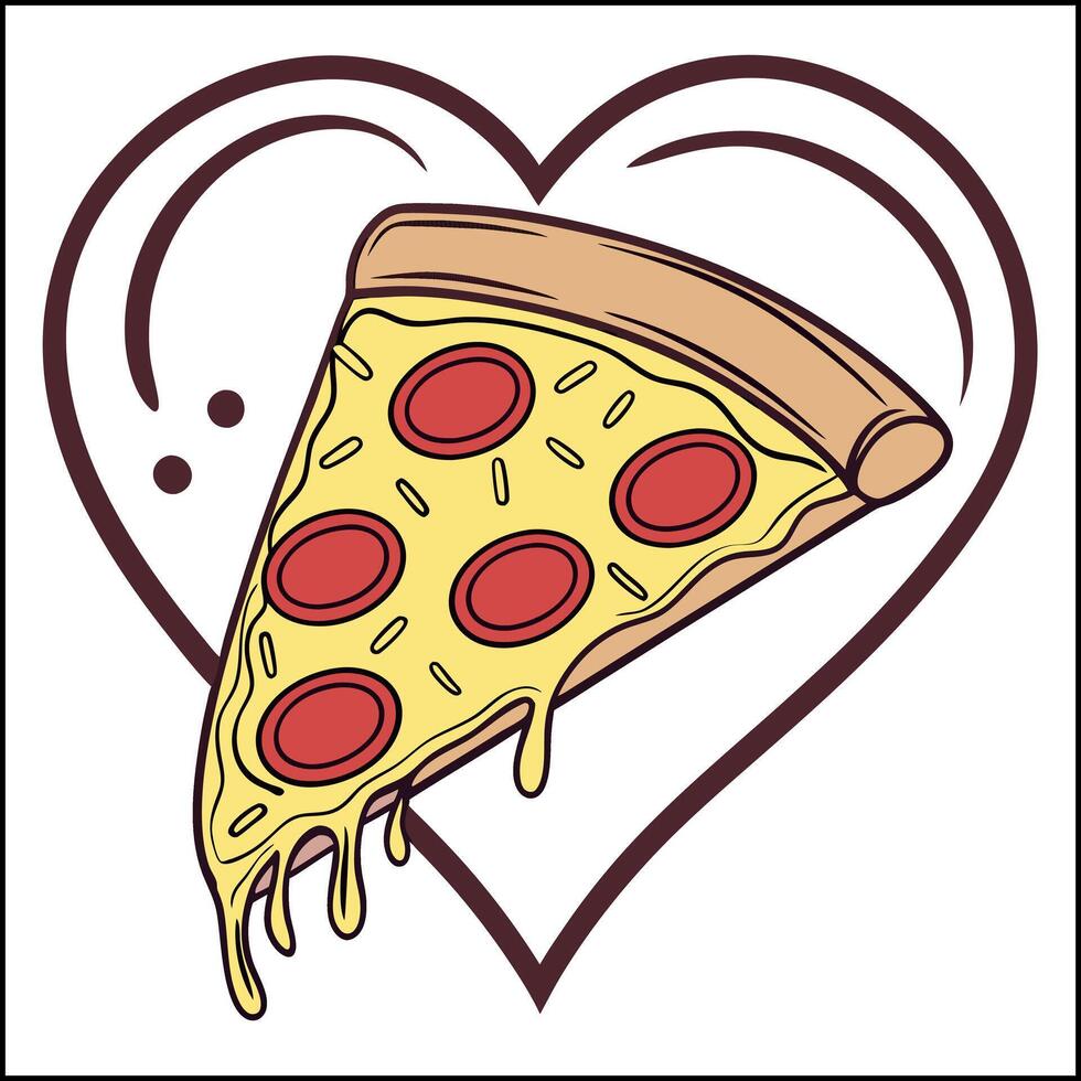 Cute Pepperoni Pizza Graphic Tee - I Love Pizza- Foodie Valentine Shirt vector