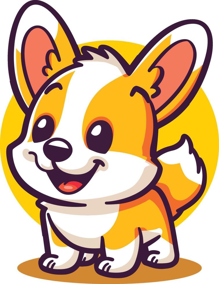 Cute Corgi Dog Cartoon Illustration vector