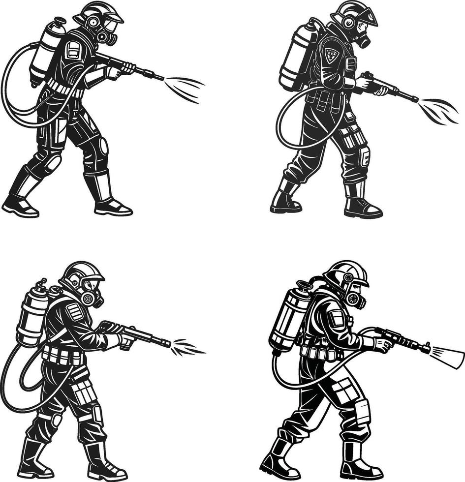 Firefighter in Courageous Action vector