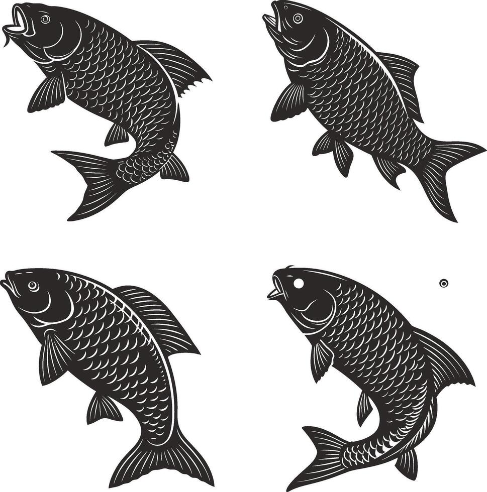 Freshwater and Sea Fish Bundle on Ice High-Quality Mixed Fish Stock Photo for Commercial Use. vector