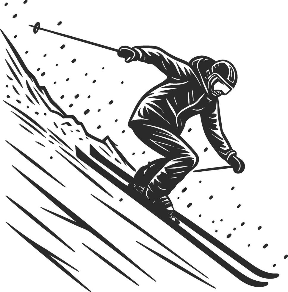 Winter Sports Silhouettes Skiing and Ice Skating Graphics vector