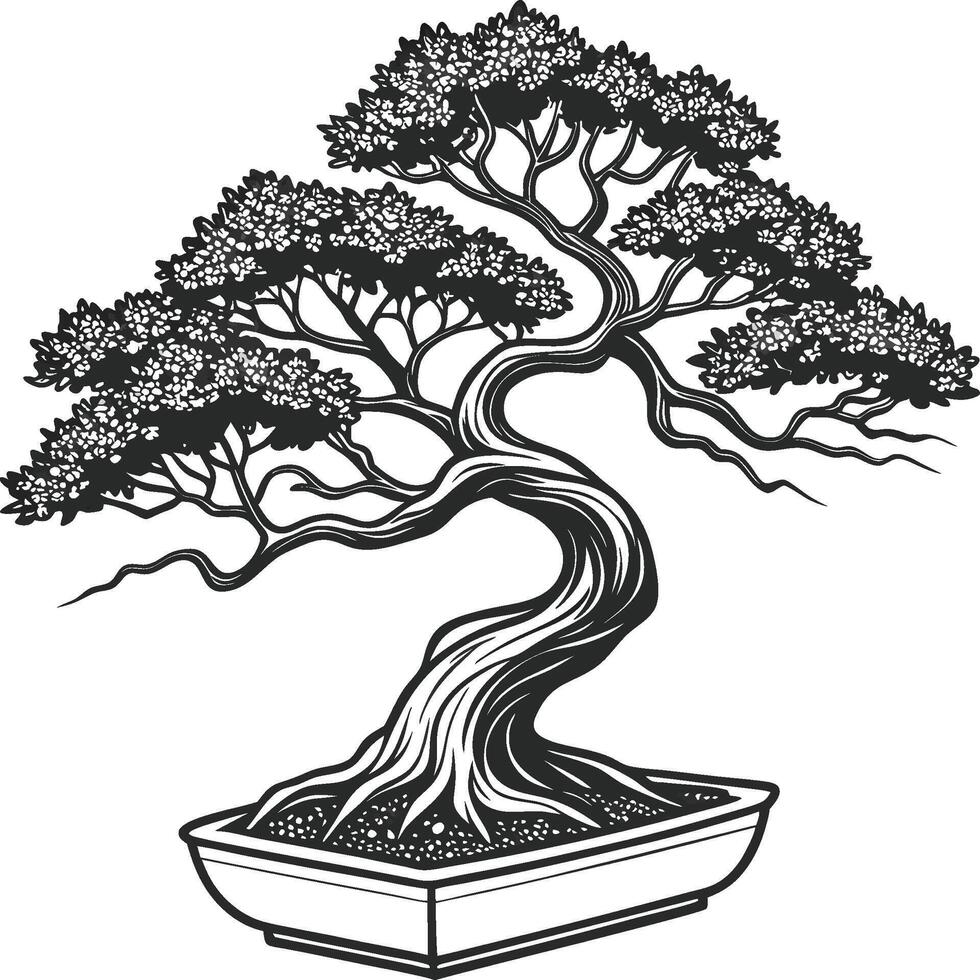 Abstract Bonsai Tree Silhouette design vector