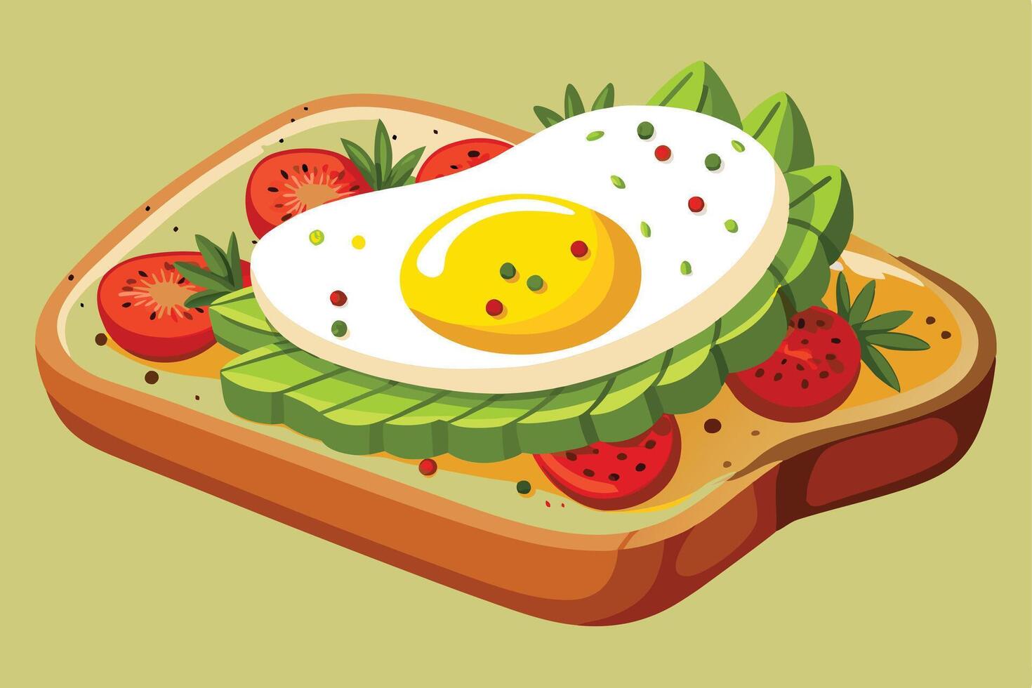 Delicious Avocado Toast with Egg and Berries vector