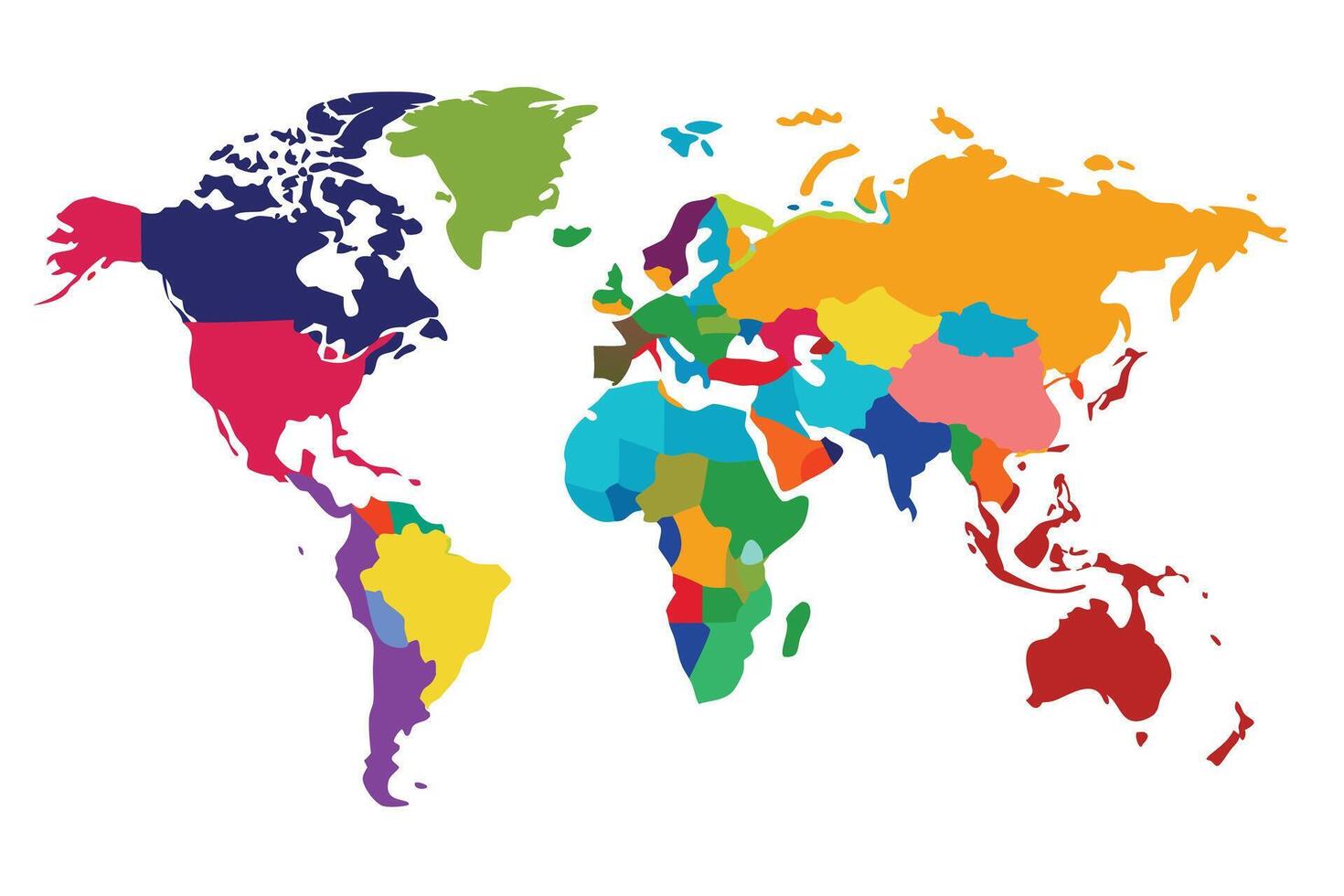 A Colorful World Map Divided into Regions vector