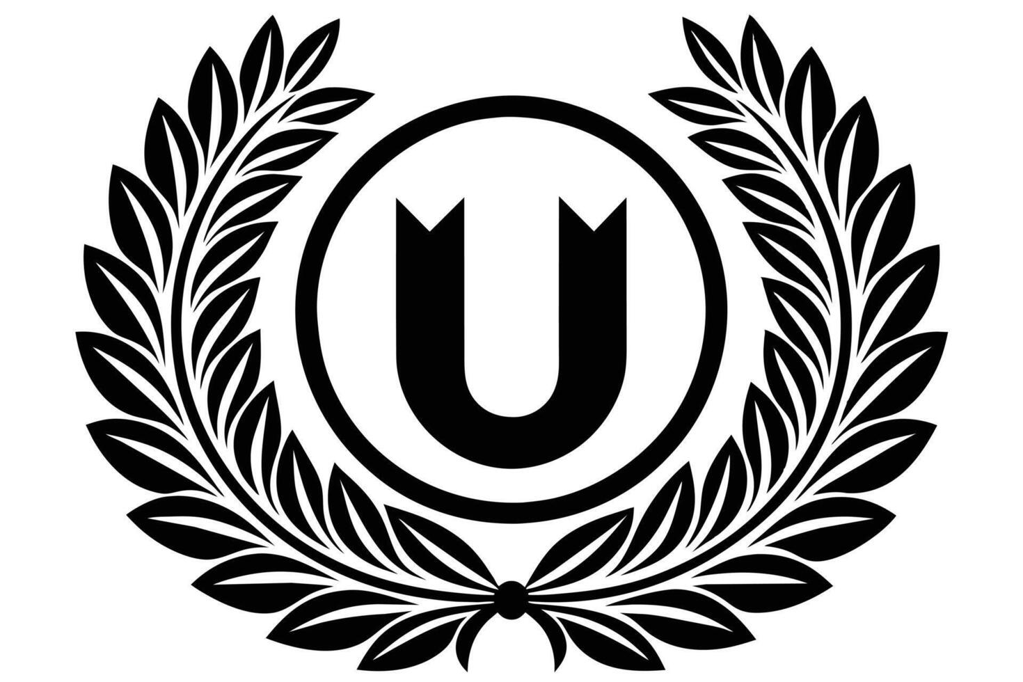 A Elegant Monogram U with Laurel Wreath Design vector