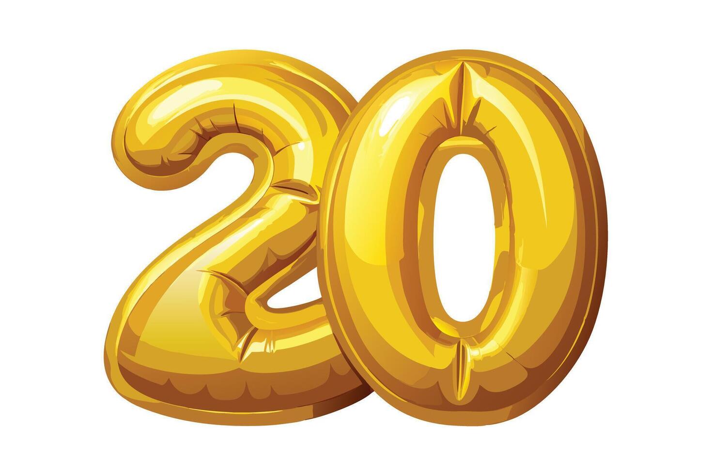 A Golden Number 20 Foil Balloon Display vector