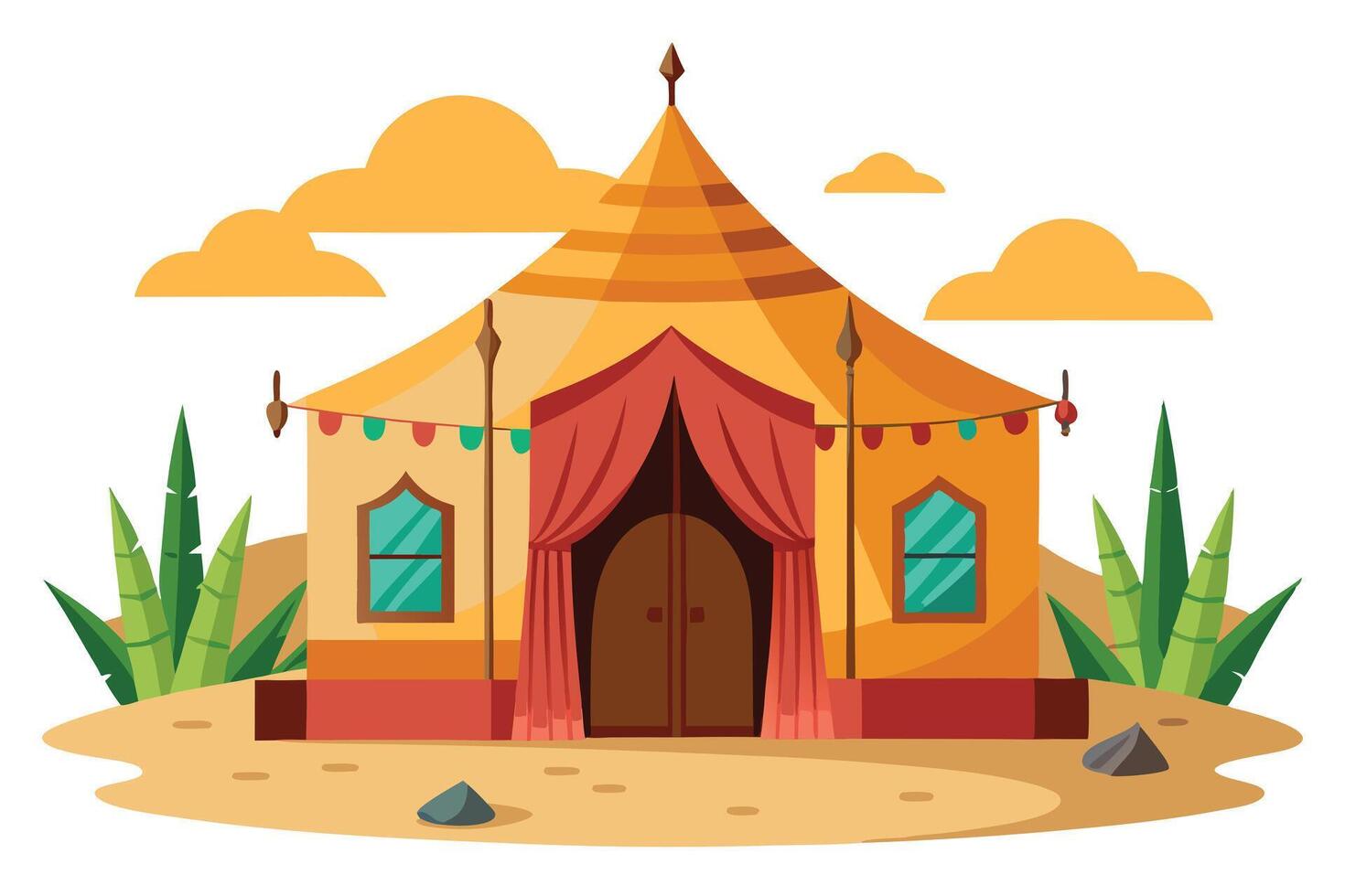 Colorful Cartoon Illustration of a Desert Tent vector
