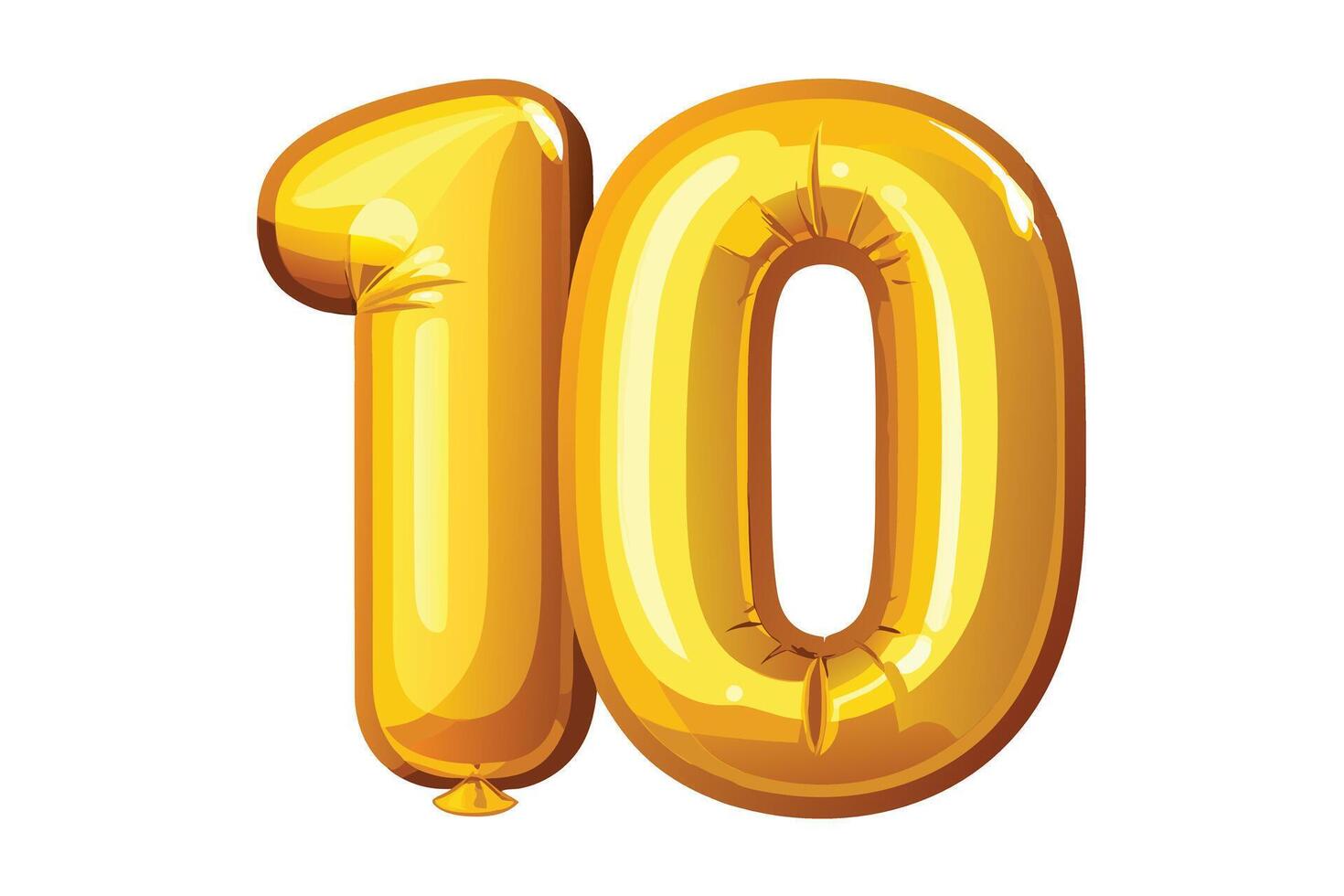 Gold Foil Balloon Number 10 for Celebration vector