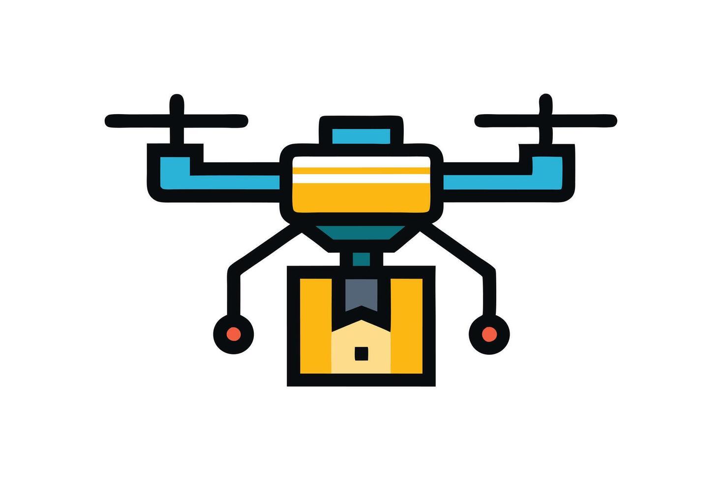 Modern Drone with Cargo in Flight, Ready for Delivery vector