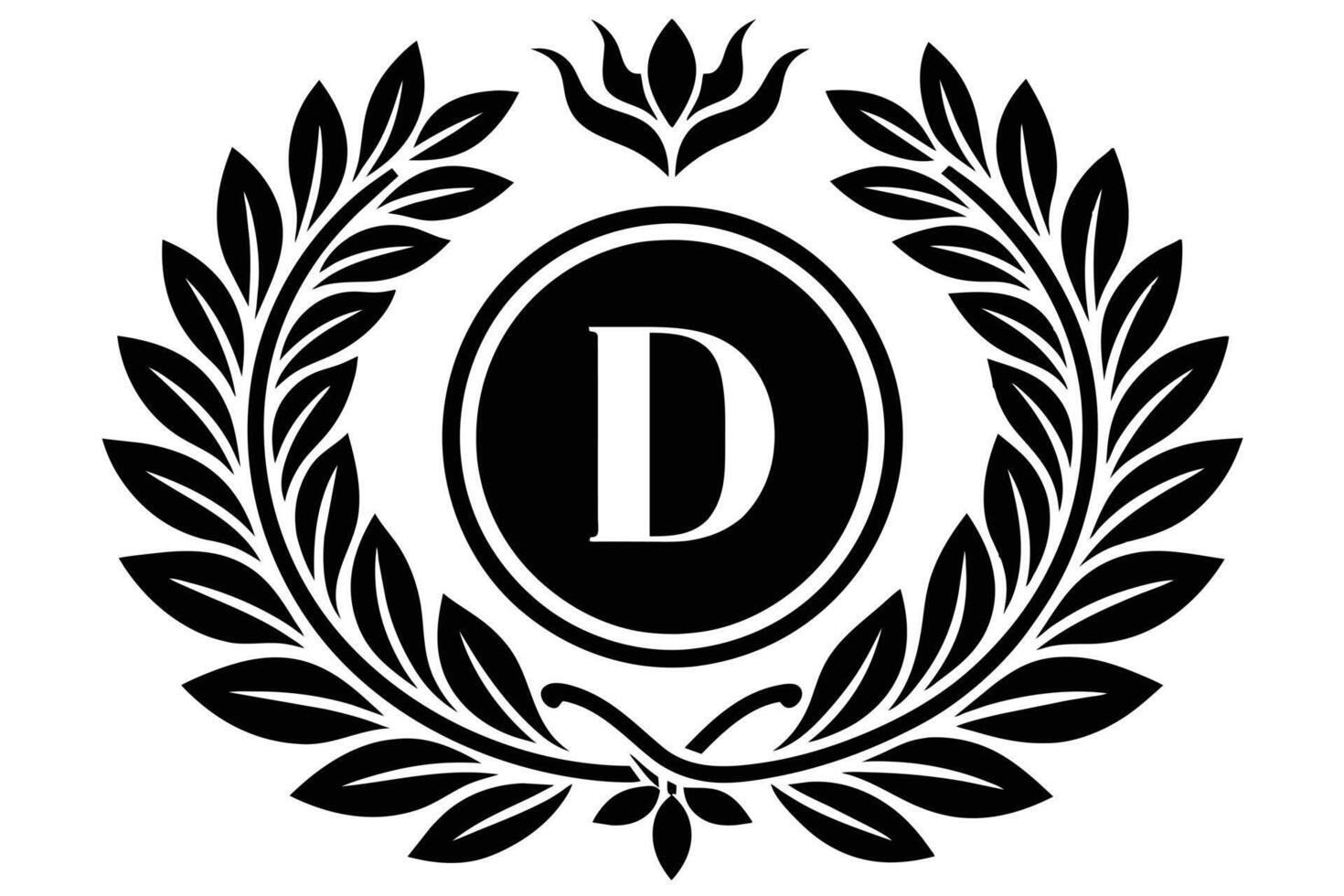 Elegant Monogram D Design with Laurel Wreath vector