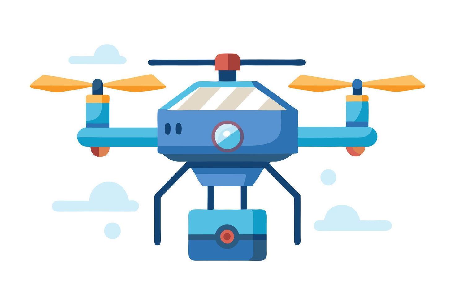 A Modern Drone with Cargo in Flight, Ready for Delivery vector