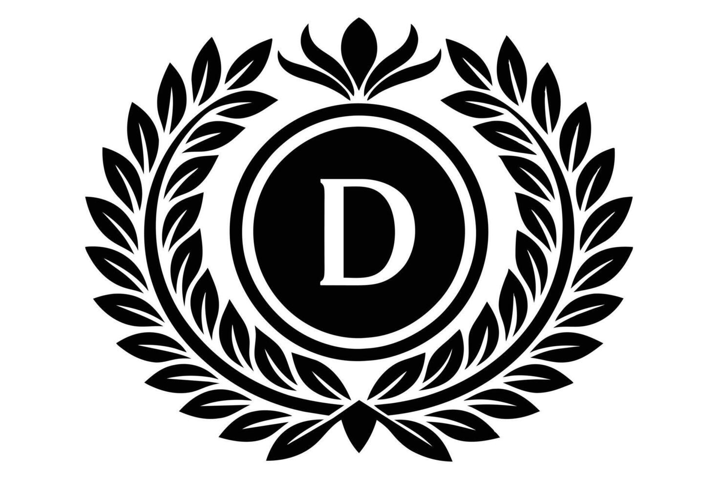 A Elegant Monogram D Design with Laurel Wreath vector