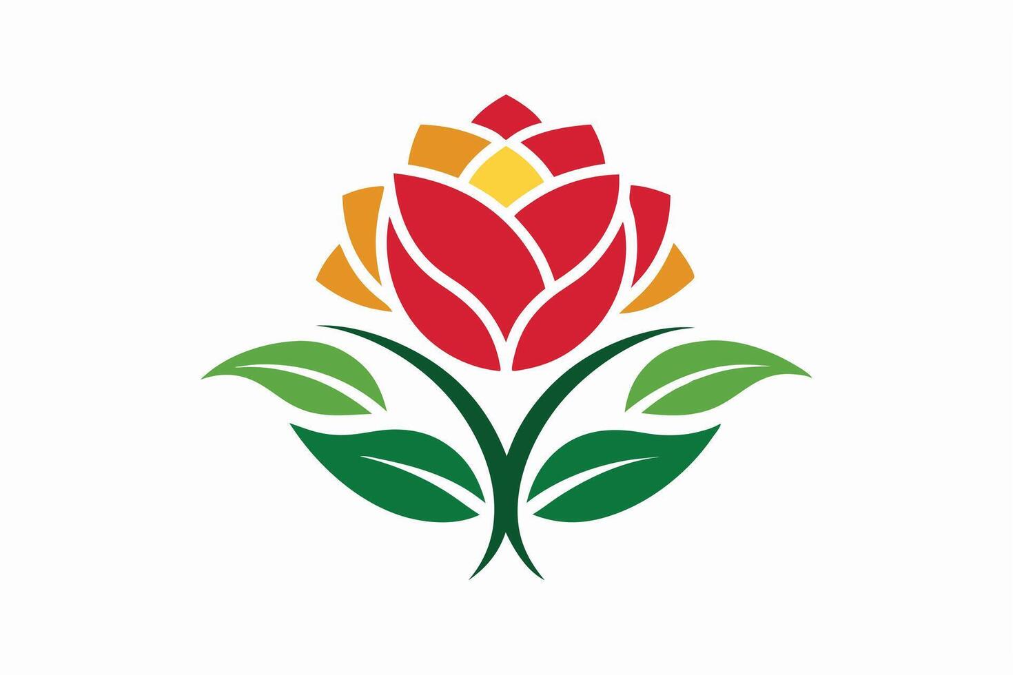 Vibrant Floral Design of a Lotus Flower with Lush Green Leaves vector
