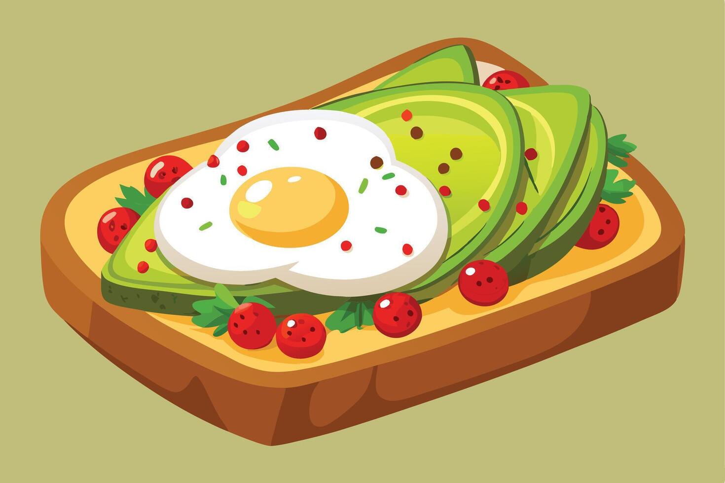 A Delicious Avocado Toast with Egg and Berries vector