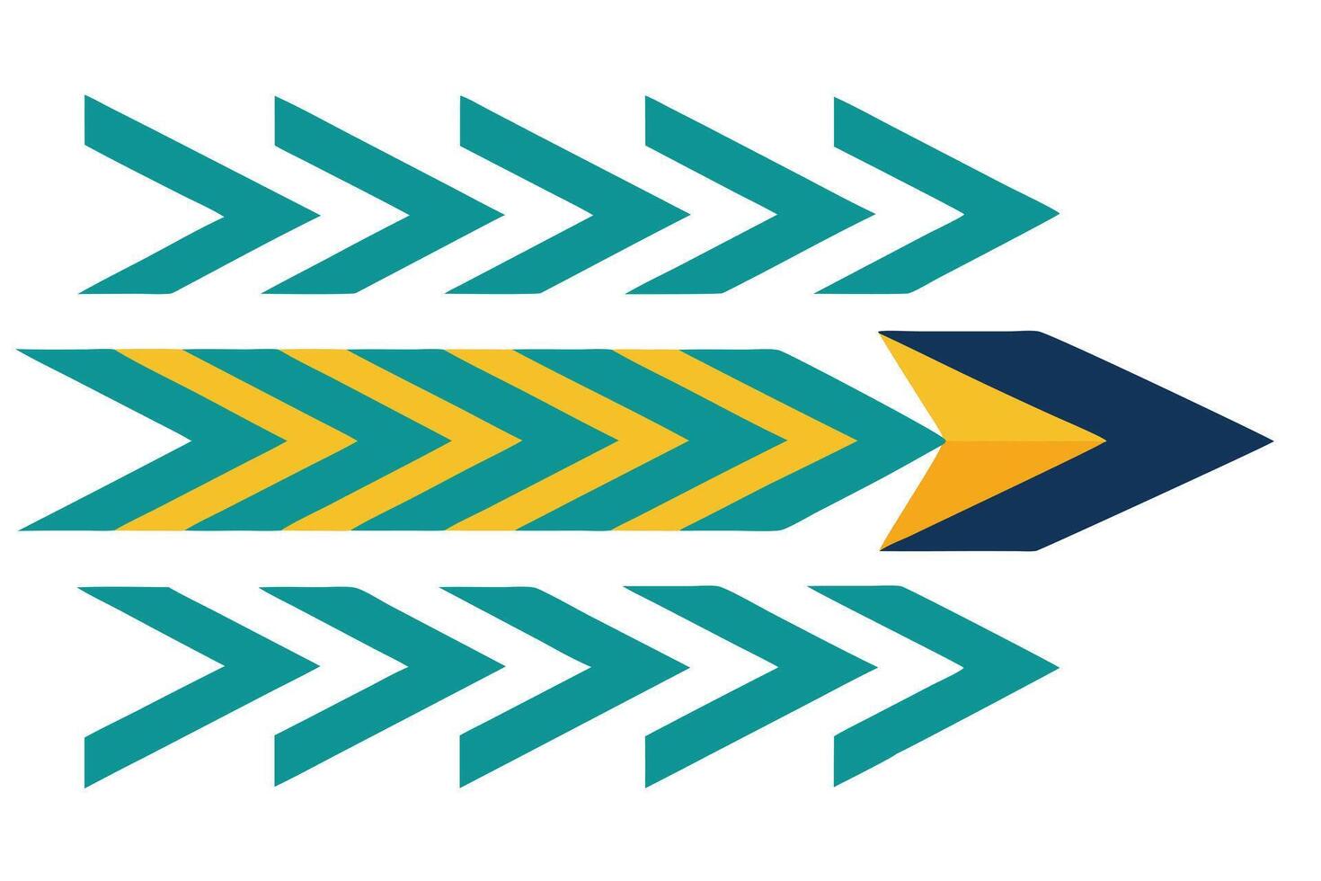 Forward Progress Graphic with Teal and Gold Arrows vector