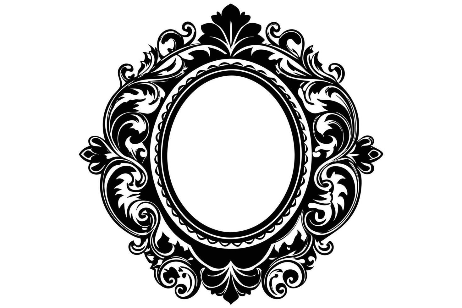 A Ornate Oval Mirror Frame Design vector