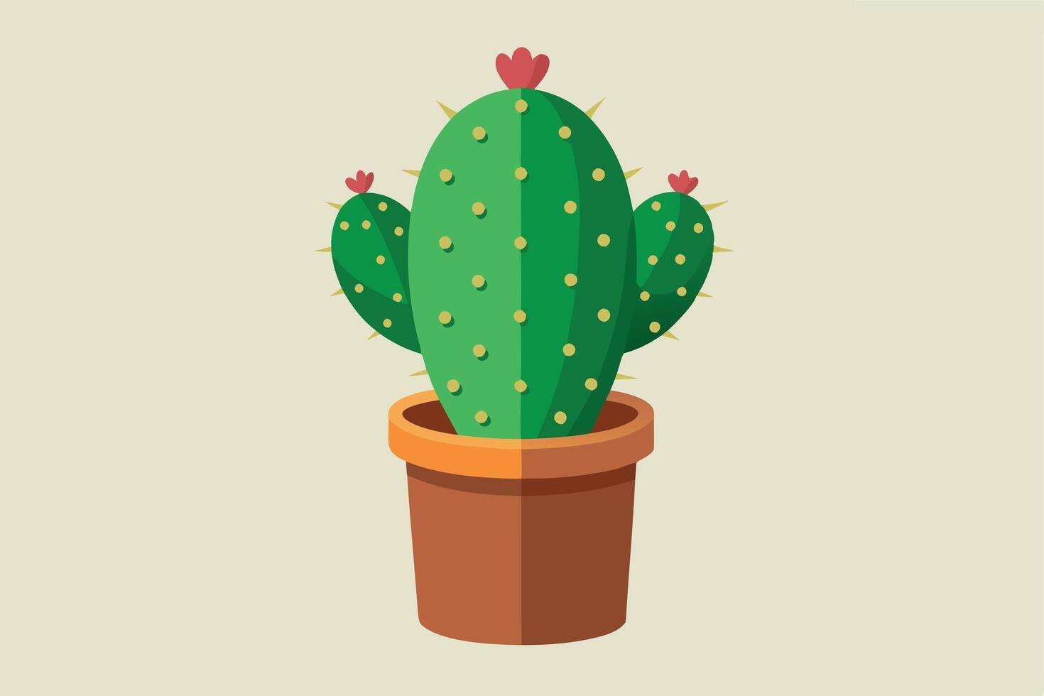 Vibrant cartoon cactus in a pot, perfect for a nature-themed design. vector