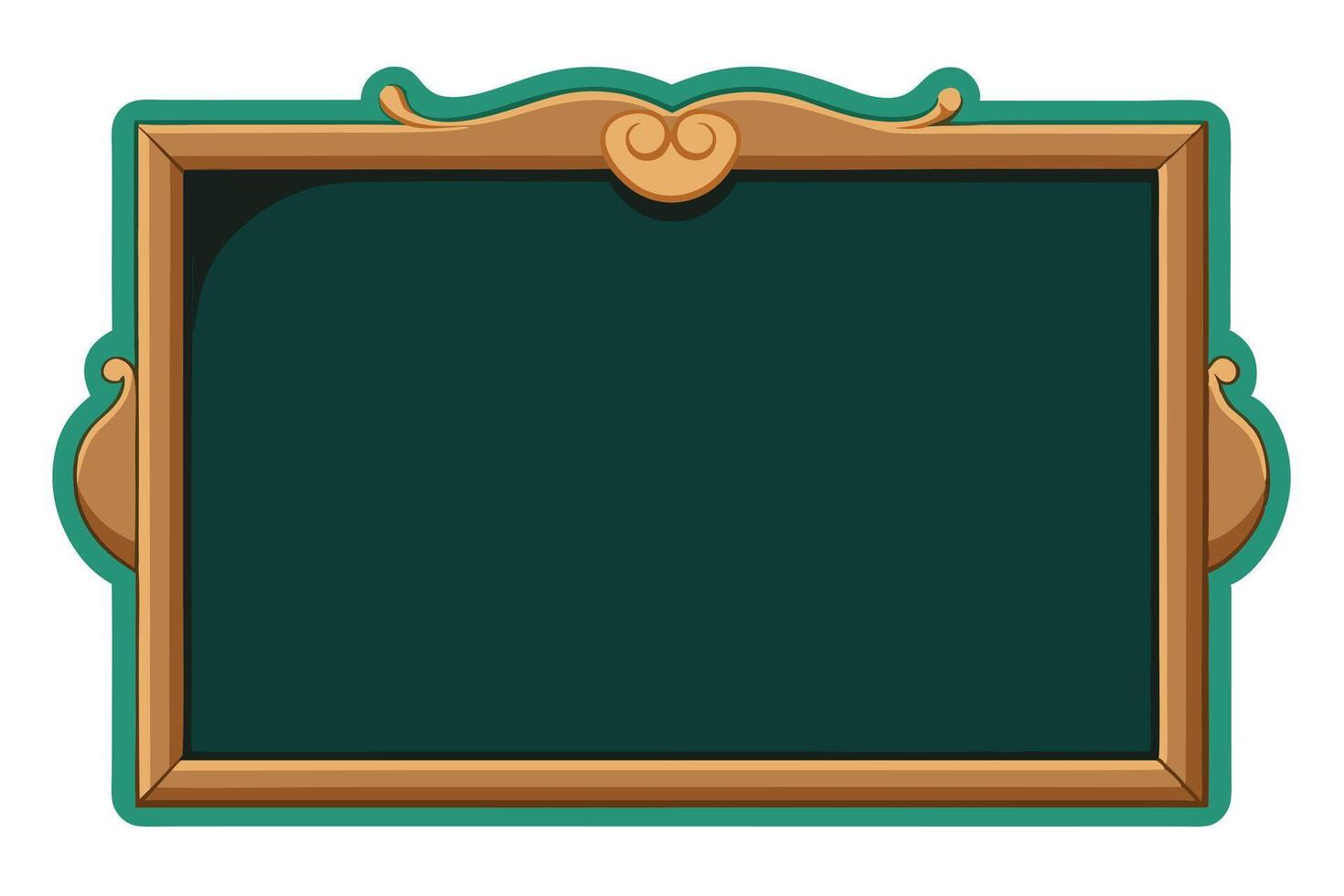 Empty Dark Green Chalkboard with Ornate Wooden Frame vector