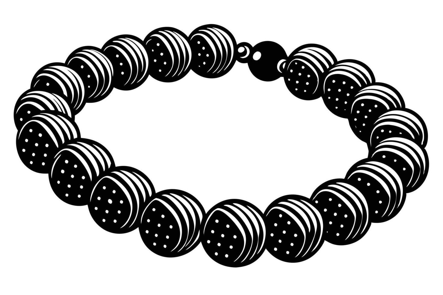 Stylish black and white beaded bracelet graphic design. vector