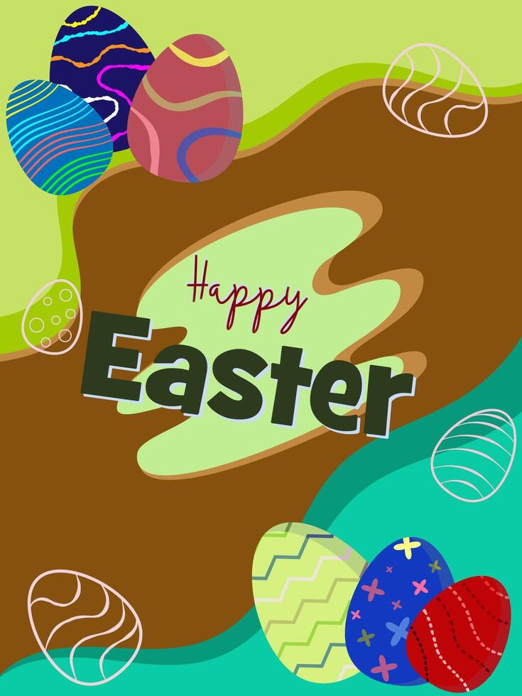 Easter greeting posters, holiday covers, cards, flyers design.Modern minimal design with eggs and nature color for social media, sale, advertisement, web. vector