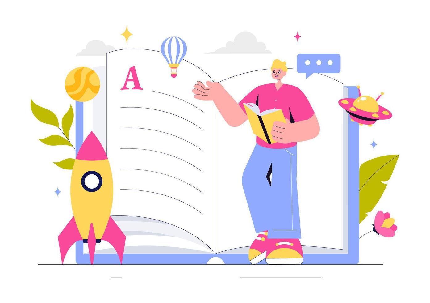 Copywriter Creating Social Media Content for Storytelling Concept in Flat Style vector