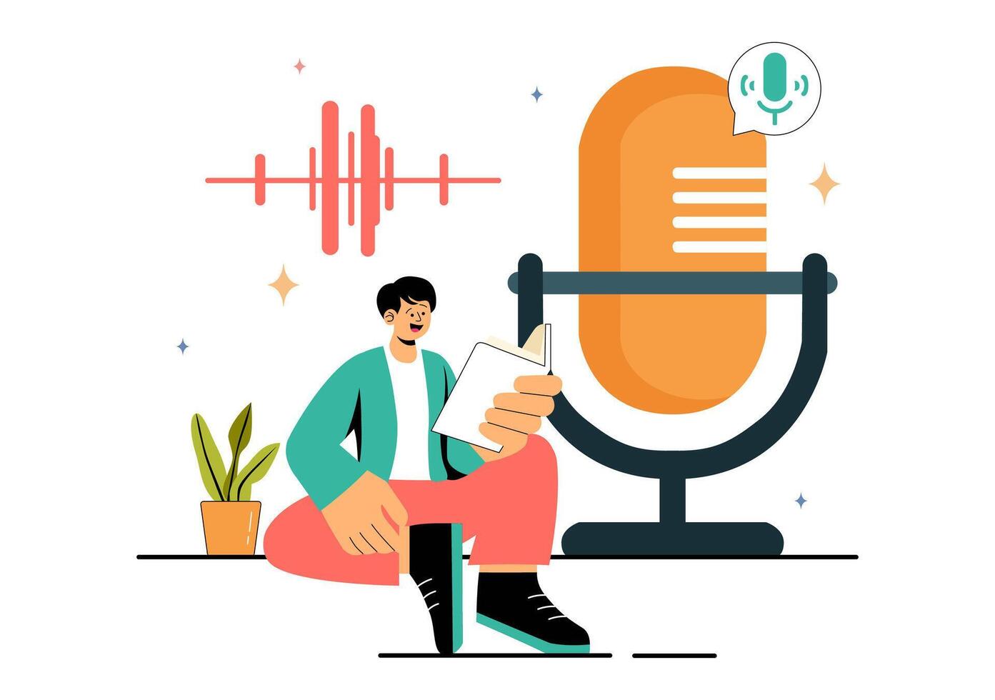 Dubbing and Voice Acting Illustration for Movie and Animation Production vector